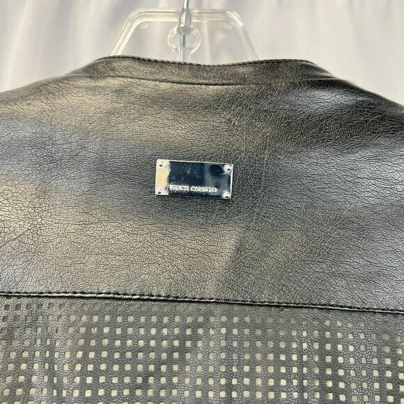 Vince Camuto Womens Black Tan Long Sleeve Full Zip Motorcycle Jacket Size Medium - Picture 7 of 9